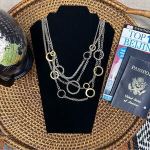 Gold Silver Tone Chain Round Necklace
